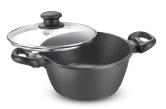 Omega Die-Cast Plus Aluminium Non-Stick Casserole 20 Cm With Glass Lid