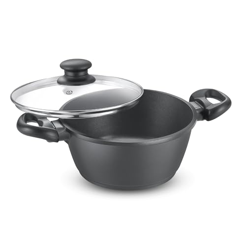 Omega Die-Cast Plus Aluminium Non-Stick Casserole 20 Cm With Glass Lid