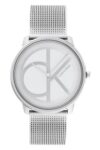 Calvin Klein Ck Iconic Qtz Basic Slim Silver White Round Dial Unisex Watch|Stainless Steel Material|Multi Color Band – 25200027