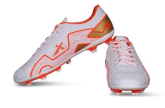 Vector X Fly Football Shoe/Studs, Double Colored Tpu Sole, Padded Footbed, Premoulded Heel Shoe For Men White-Orange
