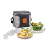 Cello Glassy Square Lunch Box Set Of 2 (320 Ml X 2), Clear | Microwavable Toughened Glass | Leak Proof Design | Tiffin For Office/School/College