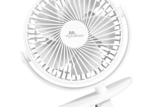 Rr Signature Buddy Mini 110Mm Portable Clip Fan | 4H Battery | Silent & C Type Rechargeable | 360� Rotation | Multi-Clip Function | Portable Cooling | Personal Cooling Fan For Home [Pristine White]