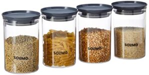 Amazon Brand – Solimo Plastic Storage Container Set, 900 Ml, Set Of 4, Grey