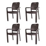 Cello Trident Chair Set Of 4, Matte Brown | Unbreakable, Durable & Strong |Blended Pp Material, Easy To Clean |Plastic Chair For Living Room, Home & Office | 3 Years Warranty – Manufacturing Defects