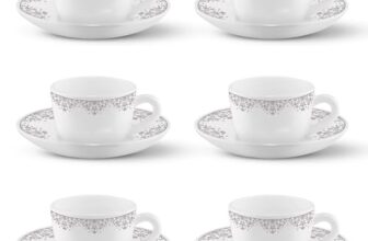 Larah By Borosil Lark Opalware Cup And Saucer Set Of 12 Pcs | Tea/Coffee Cups 145 Ml | Microwave & Dishwasher Safe | Bone-Ash Free | Crockery Set Ideal For Daily Use & Gifting, White