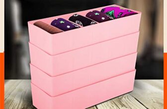 Bathla Drawer Organizers (Set Of 4)- 5 Grids Peach Color Multi-Purpose Closet Storage Dividers | Stackable Wardrobe Organizers For Socks, Innerwear, Ties, Jewellery & Stationary | Plastic Storage Box