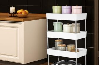 Amazon Brand – Solimo 4-Tier Stainless Steel Kitchen Trolley Rack With Wheels | Space-Saving Storage Shelf For Vegetables, Fruits, Spices & Kitchen Organizer (21.5Cm*40Cm*70.1Cm, White)