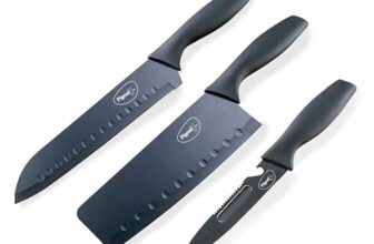 Pigeon By Stovekraft Edge High Grade Stainless Steel 3 Pcs Kitchen Knife Set| Black