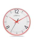 French Connection Plastic Elegant Decorative White Analog Wall Clock With Red Rim – Size 12 Inches – Fcwc04-A