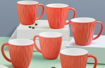 Larah By Borosil 6Pc Opalware Curl Sunset Orange Tea/Coffee Mug Set (200 Ml Each) | Microwave & Dishwasher Safe, Bone-Ash Free | Crockery Set Ideal For Daily Use & Gifting