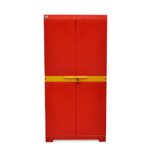 Nilkamal Freedom Big Fmm Plastic Cabinet | 3-Year Warranty | 4-Shelf Storage Cupboard With Doors | Multi Organizer | For Home, Wardrobe, And Kitchen | Clothes Rack | Red & Yellow