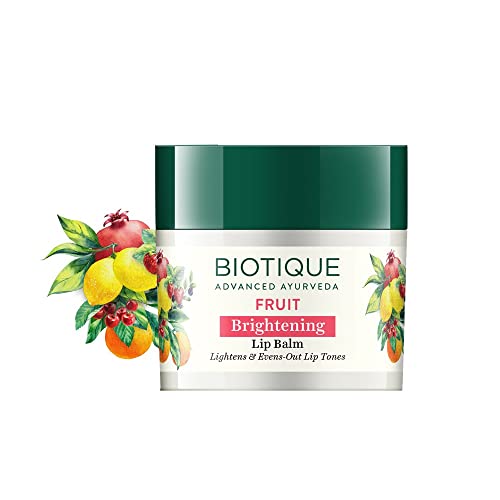 Biotique Fruit Whitening/Brightening Lip Balm | Hydrated And Nourishing Lips| Visibly Lighter Lips | Evens Out Lip Tone | De-Pigmentation Balm |100% Botanical Extracts| All Skin Types | 12G