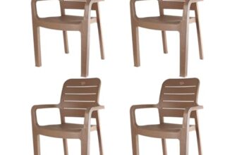 Cello Trident Chair Set Of 4, Marble Beige | Unbreakable, Durable & Strong |Blended Pp Material, Easy To Clean |Plastic Chair For Living Room, Home & Office | 3 Years Warranty – Manufacturing Defects