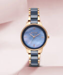 Titan Purple Ceramic Titan Mop Dial Rosegold Steel & Blue Ceramic Strap Analog Watch  – For Women