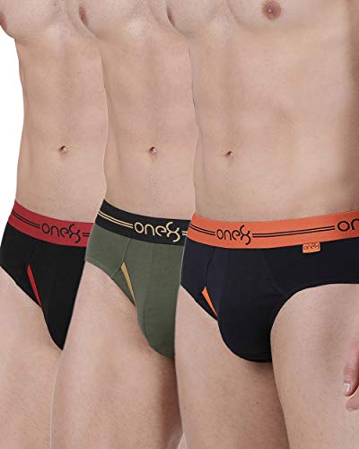 One8 By Virat Kohli Men’S Solid Brief (Pack Of 3) (205U1_Navy/Olive/Black_Xx-Large)
