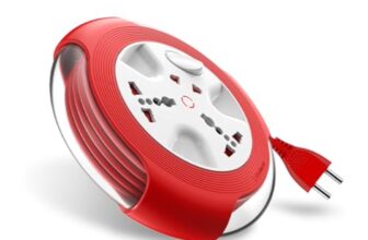 Goldmedal Krysta 2 Pin Heavy-Duty 5-Meter Cable Extension Cord (White And Red)|Master Switch With Indicator|Universal Sockets | Ultra-Smooth Rotation Extension Board For Home & Office|Pack Of 1