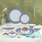 Larah By Borosil Emerald Weave Opalware Dinner Set | 62 Pcs For Family Of 8 | Microwave & Dishwasher Safe | Bone-Ash Free | Crockery Set For Dining & Gifting | Plates & Bowls