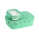 Cello Matrix Big Lunch Box, Green | Stainless Steel Lunch Box With Inner Separate Veg Box | Leak Proof And Break Resistant | Tiffin For Adults With Snap Lock | Ideal For Office, School, College
