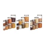 Amazon Brand – Solimo Plastic Checkered Jar Container Set Of 24, 2000Ml, 1000Ml, 500Ml, 250Ml, Transparent, Black