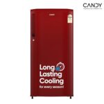 Candy 175 L 2 Star Direct Cool Single Door Refrigerator With Toughened Glass Shelves (Red Mono, Csd1852Rm)