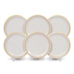 Ariya 11 Inches Melamine Dinner Plate Set Of 6 (Royal Double Stripe) Microwave & Dishwasher Safe Dinnerware, Full Serving Plate Set For Snacks, Breakfast, Lunch, Dinner, Break Resistant, All Occasions