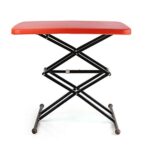 Cello Riser Duroplast Multi Utility Rectangular Plastic Table, Scissor Fold And Height Adjustable, Red, 64.5X 45X 9Cm