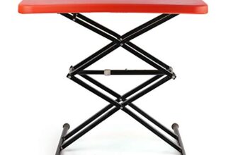 Cello Riser Duroplast Multi Utility Rectangular Plastic Table, Scissor Fold And Height Adjustable, Red, 64.5X 45X 9Cm