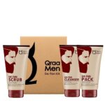 Qraa Men De-Tan Kit For Instant Tan Removal | For Skin Lightening & Brightening | Dirt & Blackhead Removal |Tan Removal Face Cleanser, Scrub & Pack | 320Gm (Pack Of 3)