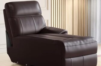 Home Centre Stockholm Half Leather 1-Seater Push Back Lounge Recliner – Brown