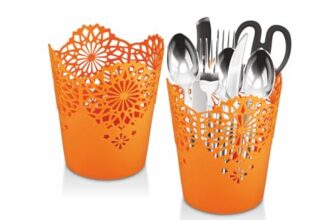 Nayasa Lacy 2 Piece Plastic Tall Basket Set, Orange,12.3X12.5X16.8 Cm