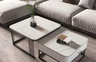 Furniture Café Modern Round Coffee Table With White Marble Top & Gold Metal Frame – Luxury Living Room Accent Table With Storage Shelf