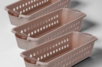 Urbane Home Pack Of 3 Storage Basket | Storage Organizer For Kitchen-Refrigerator-Vegetables-Stationery | Multipurpose Cabinet Shelf Rack | Storage Box For Kitchen | Jawa-1 | Small | Peach