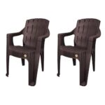 Cello Hercules Chair Set Of 2, Matte Brown | Unbreakable, Durable & Strong |Blended Pp Material, Easy To Clean |Plastic Chair For Living Room, Home & Office | 3 Years Warranty – Manufacturing Defects