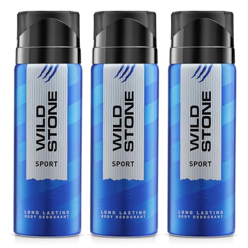 Wild Stone Sport Deodorant For Men, Pack Of 3 (200Ml Each) | Best Gym Deodorant | Perfect For Active Lifestyle | Everyday Body Spray For Men