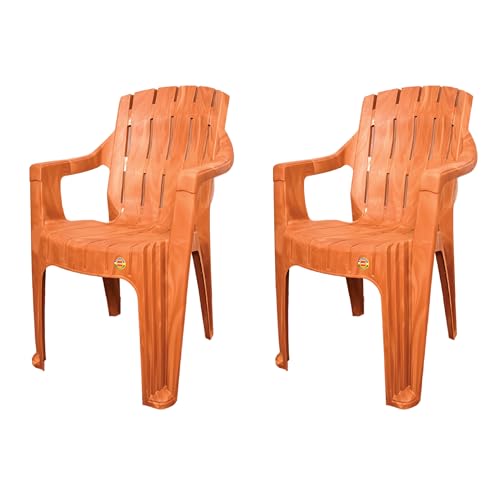 Cello Hercules Chair Set Of 2, Sandalwood | Unbreakable, Durable & Strong |Blended Pp Material, Easy To Clean |Plastic Chair For Living Room, Home & Office | 3 Years Warranty – Manufacturing Defects