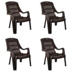 Cello Comfort Sit Set Of 4 Chairs (Ice Brown) | Strong And Durable | Easy To Clean | Chair For Living Room, Bed Room, Kitchen, Office Room, Outdoor | 3 Years Warranty