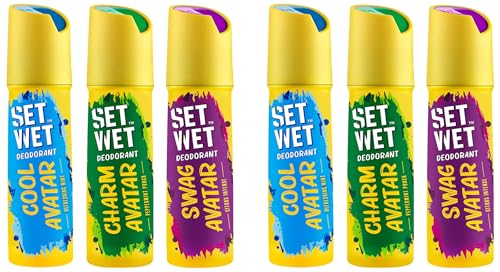 Set Wet Deodorant Spray Perfume Cool, Charm & Swag Avatar For Men, 150Ml (Pack Of 6)