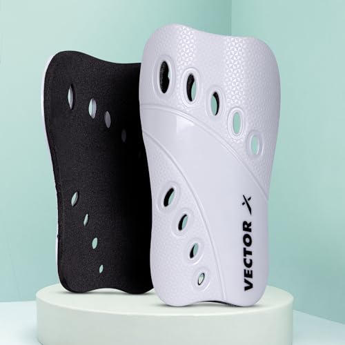 Vector X V2 Football Protection Shin Guard/Shinpad | Durable | Lightweight (S, White)