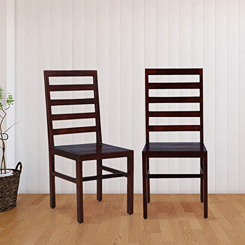 Hometown Durham Solid Wood Dining Chair Set Of Two In Walnut Colour