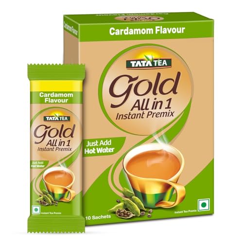 Tata Tea Gold All-In-1 Instant Premix Masala Tea, 14G Per Serve, Quick & Easy To Make Masala Chai, 10 Sachets