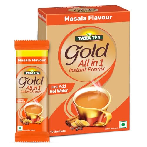 Tata Tea Gold All-In-1 Instant Premix Cardamom Tea, 14G Per Serve, Quick & Easy To Make Cardamom Tea, 10 Sachets