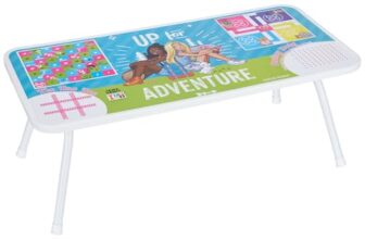 Amazon Brand – Jam & Honey Barbie Foldable Ludo Table For Kids | With Dice & Pawns | Ergonomic Table Desk | Indoor Game & Study Use | Age 3+ | Multicolour