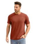 Awg All Weather Gear Men Waffle Knit Regular Fit Solid Crew Neck T-Shirt | Tees For Man | Textured Half Sleeve Stylish T-Shirt’S | Rust, Medium