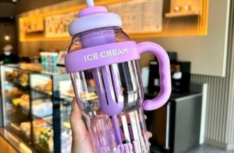 Qwleksh Water Bottle With Straw And Handle| Transparent Tumbler Ice Cream Insulated Bottle|Leak-Proof Sports And Gym Fitness Shaker Bottle|1300Ml Tumbler For Outdoor Activities,Gym,Camping,Tea Infuser