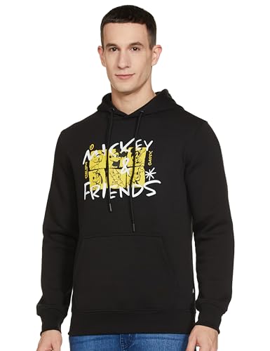 Amazon Brand – Symbol Men’S Official Disney Regular Fit Hooded Sweatshirt_Sym-A23-Sw-10-D_Jet Black_Xl