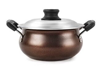 Cello Non Stick Induction Compatible Gravy/Biryani Handi With Stainless Steel Lid, 1.5 Ltr, Brown, 1.5 Liter