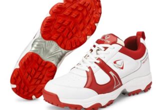 Pro Kvh Men’S Cricket Shoes | Boys’ Lightweight Sports Shoes For Cricket | Comfortable Ergonomic Fit Cricket Shoes For Practice & Matche Pkc048_White-Red_10