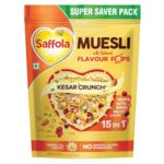 Saffola Muesli Kesar Crunch With Flavour Pops, 700 Gm | 15 In 1 Fruit And Nuts, Seeds, Millet & More | Cereals For Breakfast Rich In Wholegrain, Protein, Fibre