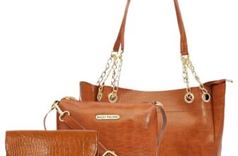 Bagsy Malone Vegan Leather Stylish Tote Bag Pack Of 3 |Handcrafted Side Tote Bag For Office And College (Croco Maroon)