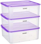 Amazon Brand – Solimo Plastic Fridge Multi Storage Container With Lid (Set Of 3, 8000Ml, Purple)